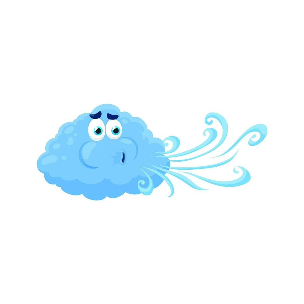 dessin animé vent personnage vecteur bleu capricieux nuage
