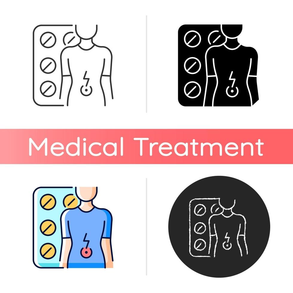 comprimés pour l'icône de maux d'estomac vecteur
