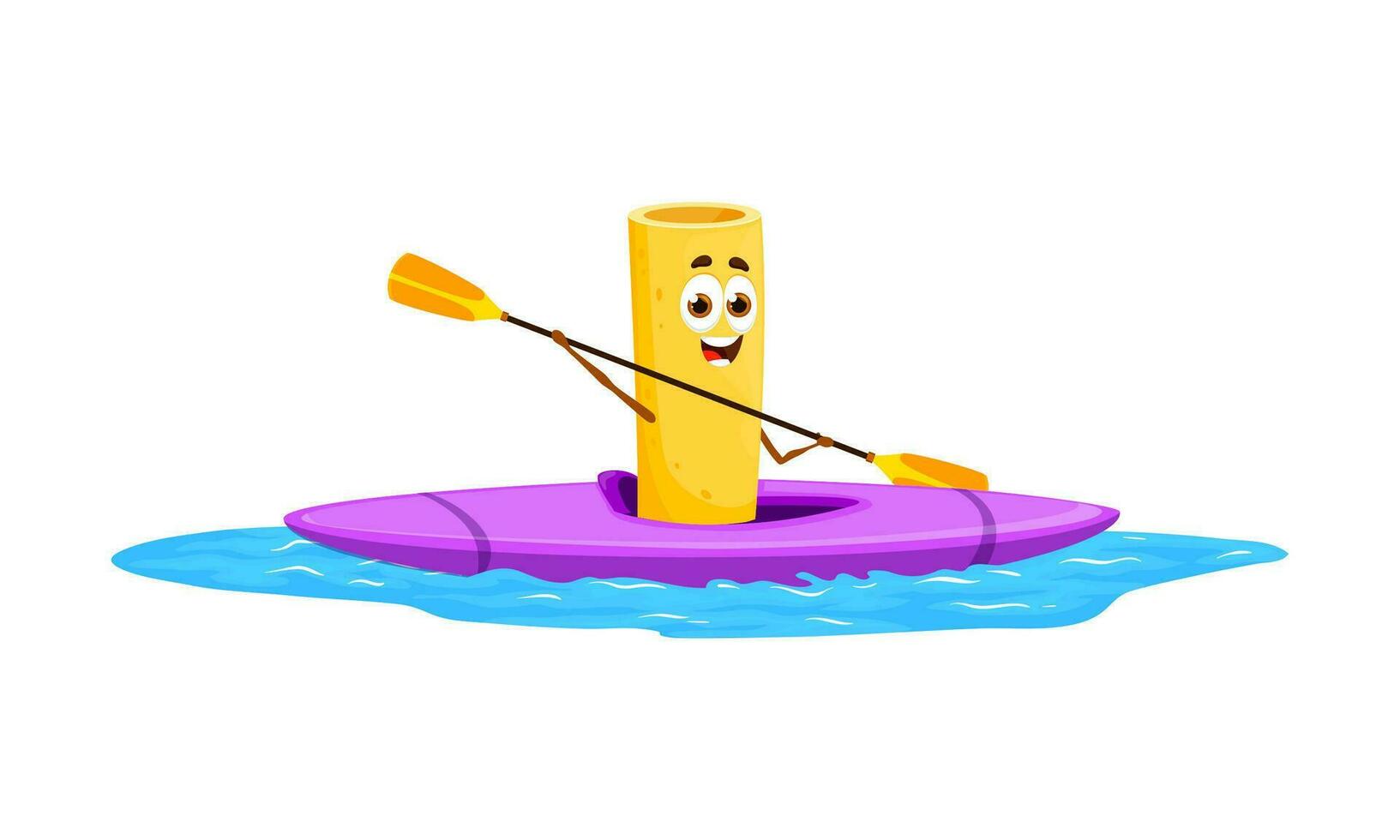 dessin animé cannelloni Pâtes personnage équitation kayak vecteur