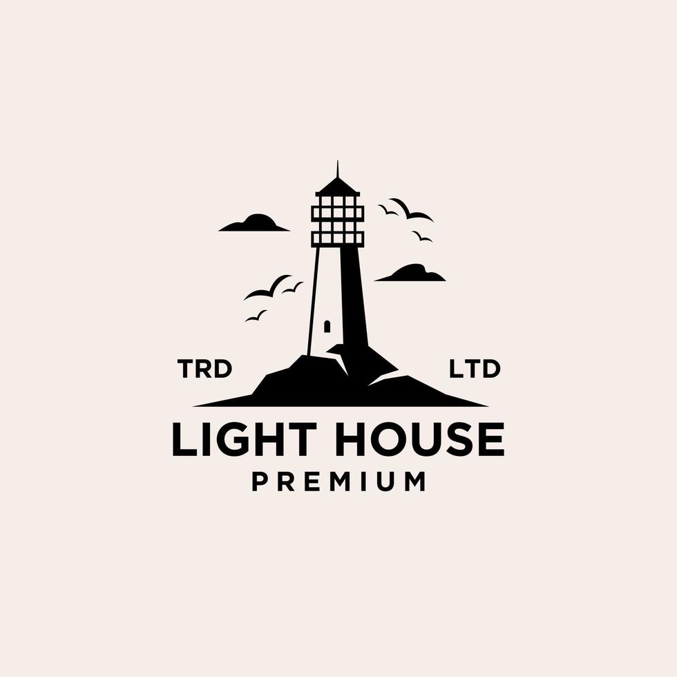 conception de vecteur de logo phare vintage premium