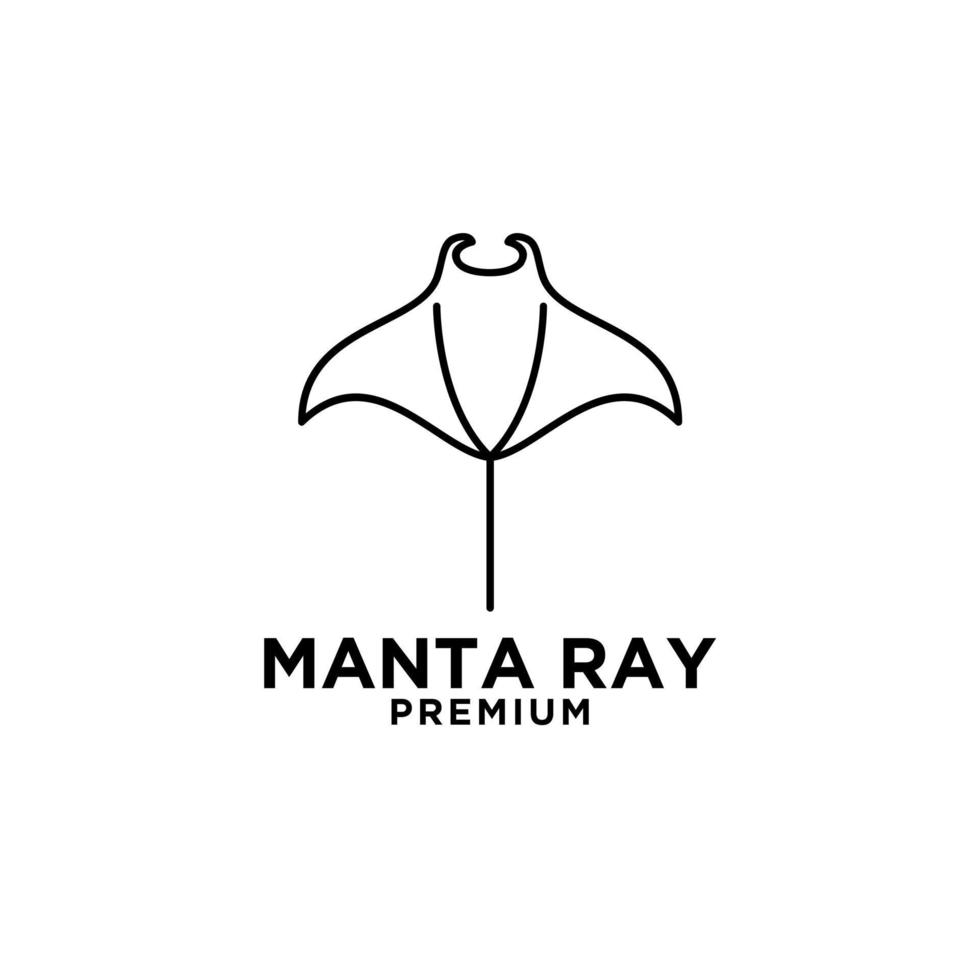 création de logo de ligne noire de vecteur de raie manta premium