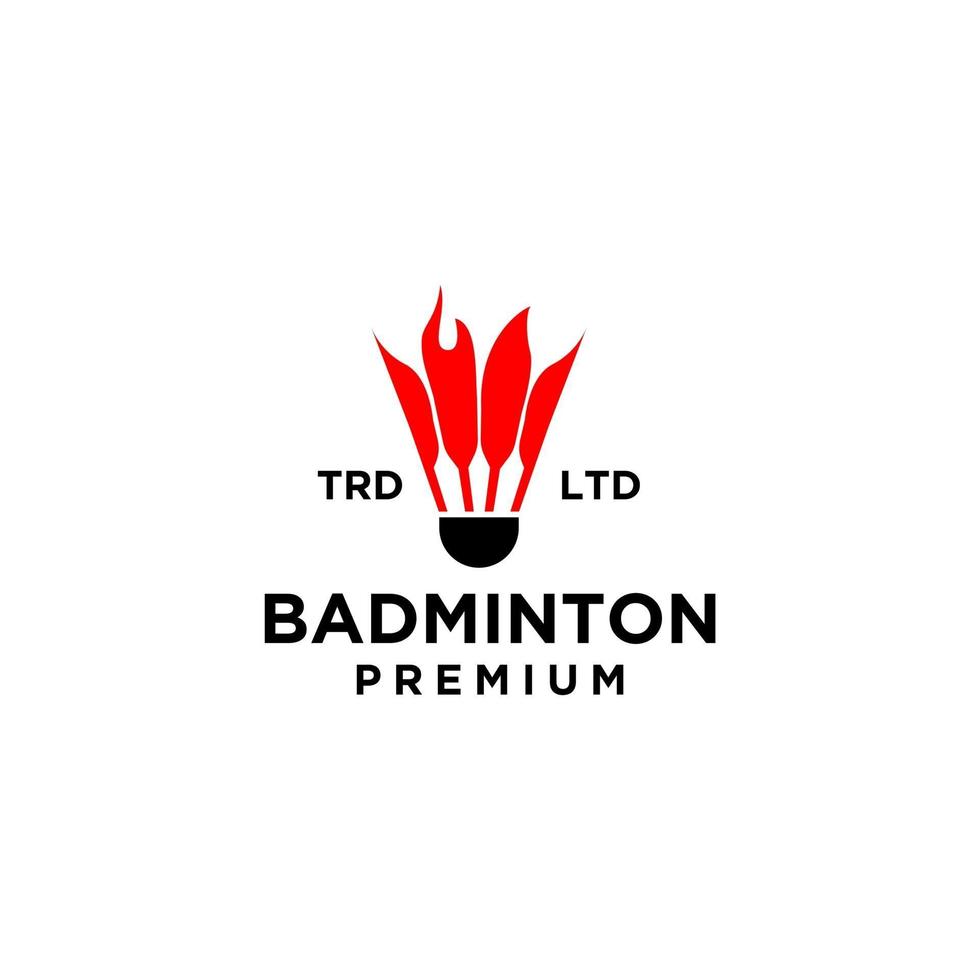 volant premium en feu création de logo d'icône de vecteur pour le badminton