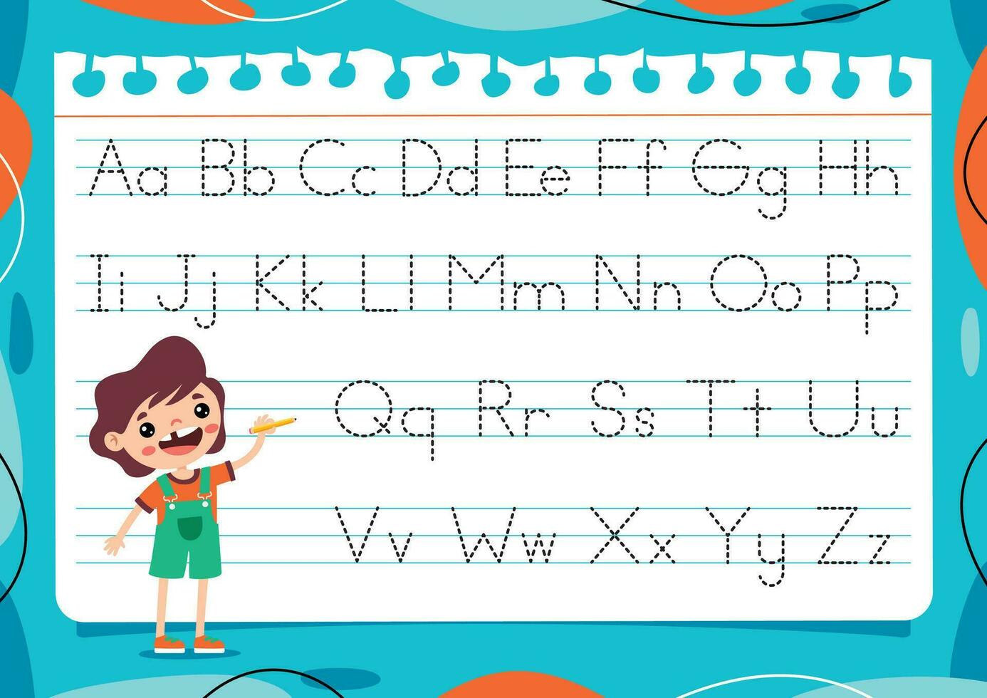 alphabet tracé feuille de travail pour les enfants vecteur