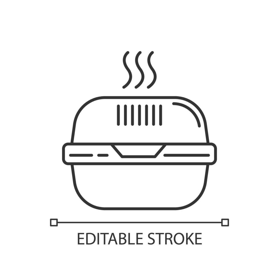 icône linéaire parfaite de pixel de boîte de hamburger vecteur