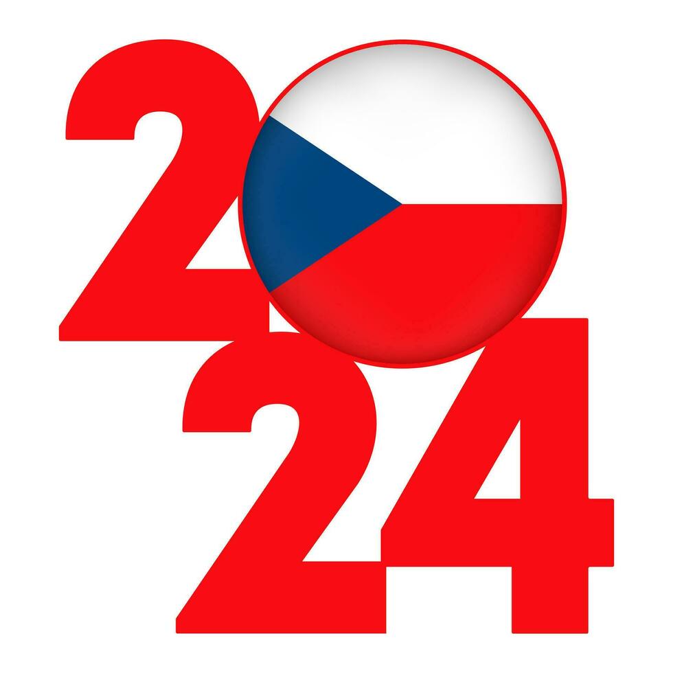 content Nouveau année 2024 bannière avec tchèque république drapeau à l'intérieur. vecteur illustration.