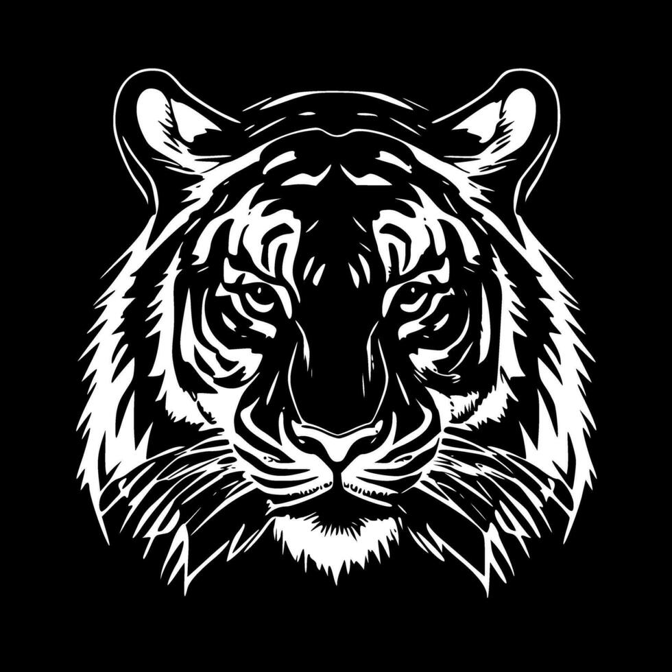 tigre - noir et blanc isolé icône - vecteur illustration