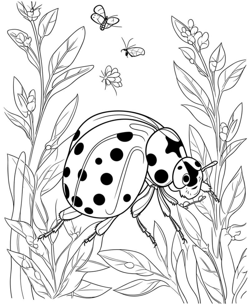 coccinelle coloration pages pour adultes vecteur