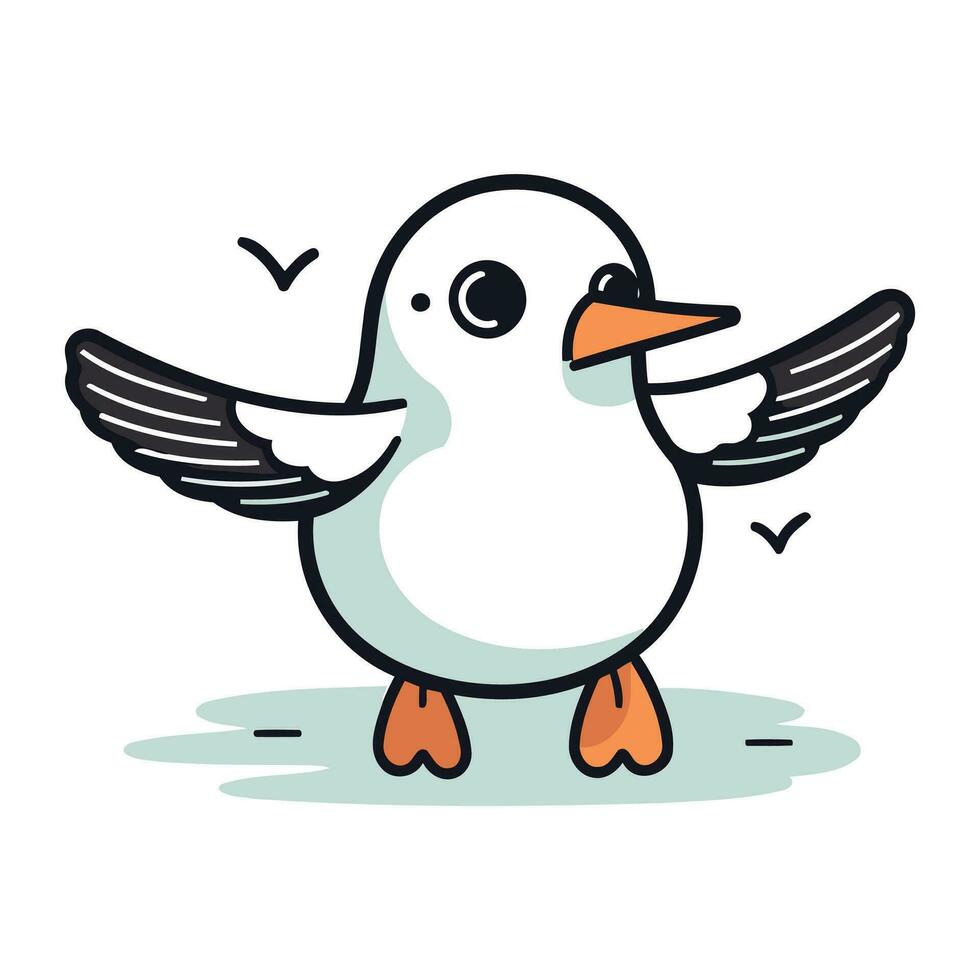 mignonne dessin animé manchot avec ailes. vecteur illustration isolé sur blanc Contexte.