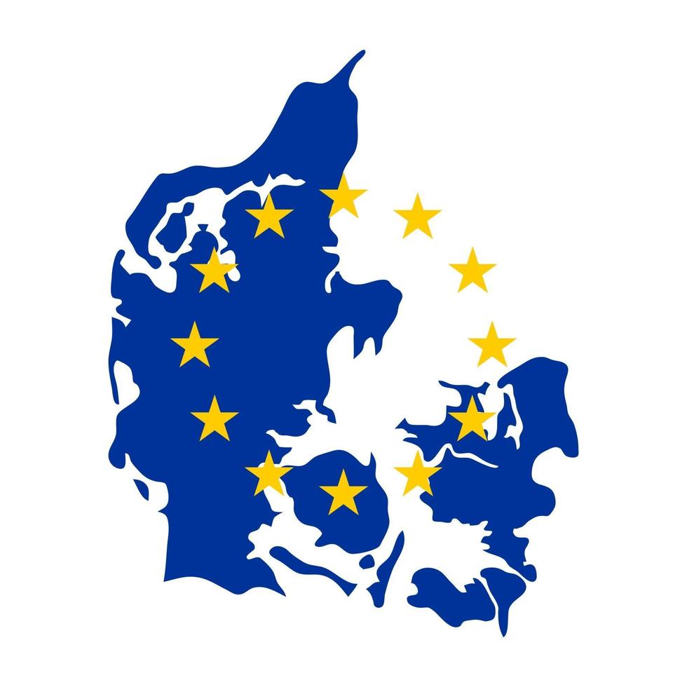 carte du danemark avec le drapeau de l'union européenne isolé sur fond blanc. vecteur