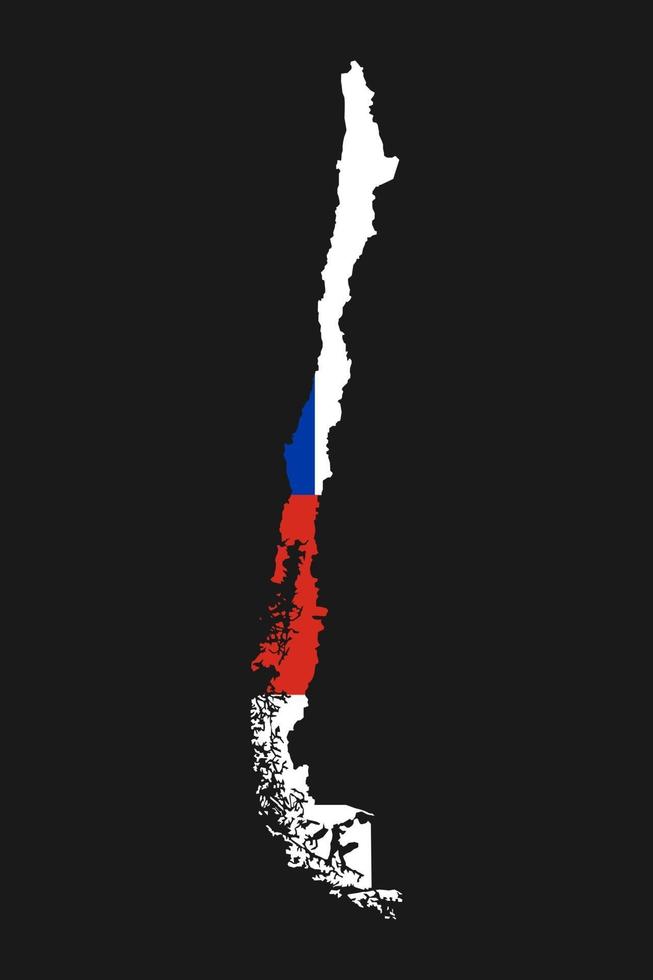 Chili carte silhouette avec drapeau sur fond noir vecteur