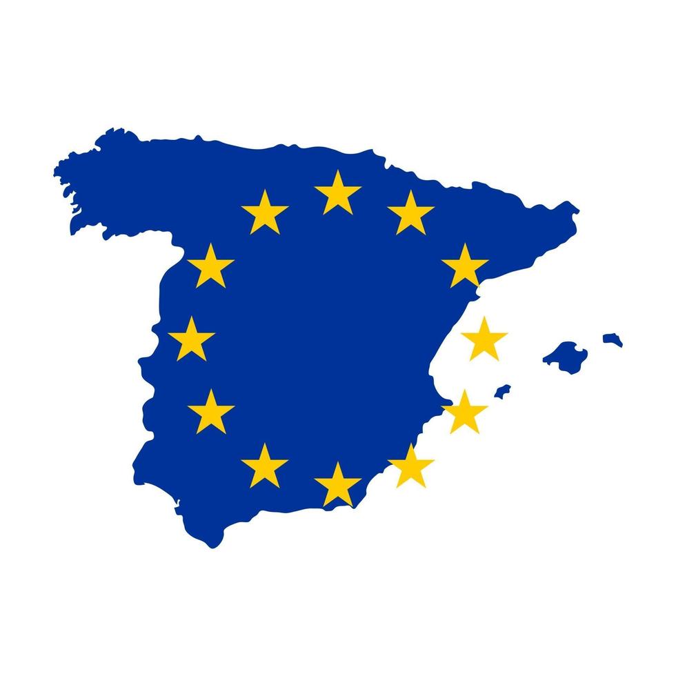 carte de l'espagne avec le drapeau de l'union européenne isolé sur fond blanc. vecteur