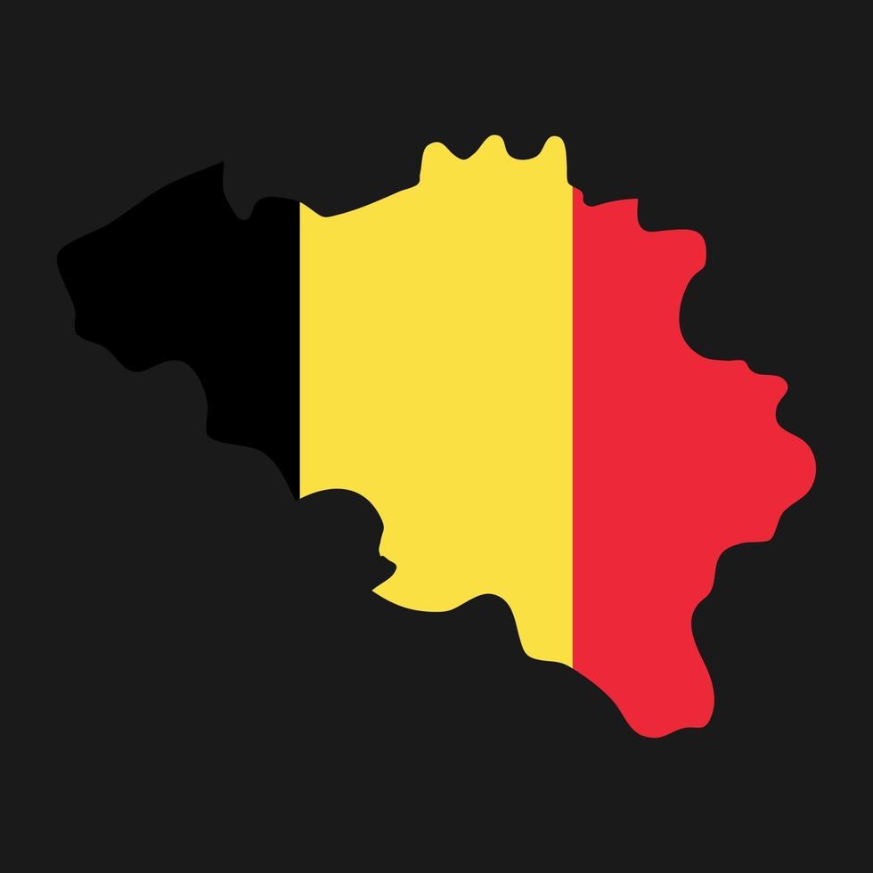 Carte de Belgique silhouette avec drapeau sur fond noir vecteur