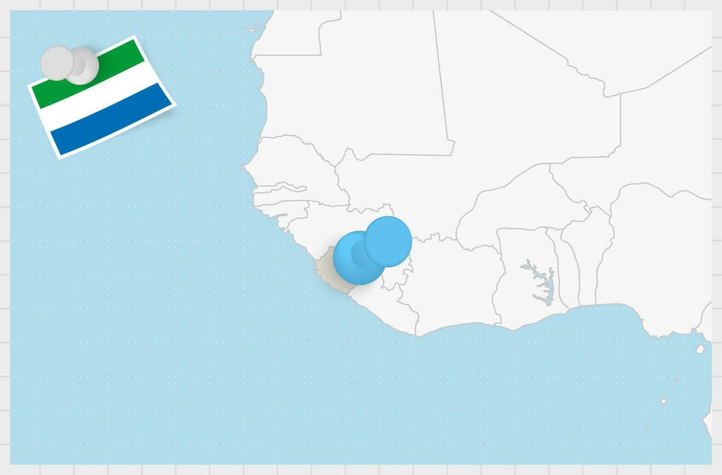 carte de sierra leone avec une épinglé bleu broche. épinglé drapeau de sierra Léon. vecteur