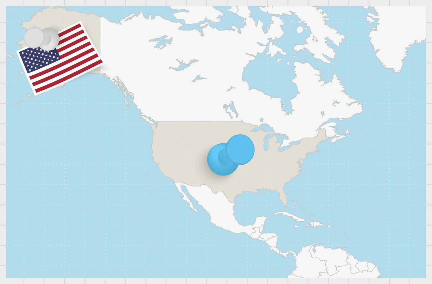 carte de Etats-Unis avec une épinglé bleu broche. épinglé drapeau de Etats-Unis. vecteur