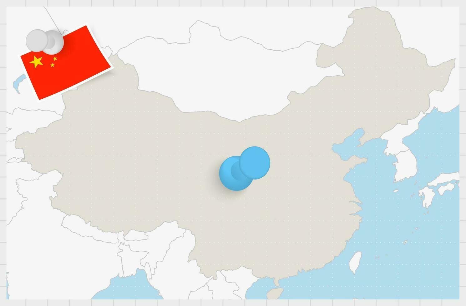 carte de Chine avec une épinglé bleu broche. épinglé drapeau de Chine. vecteur