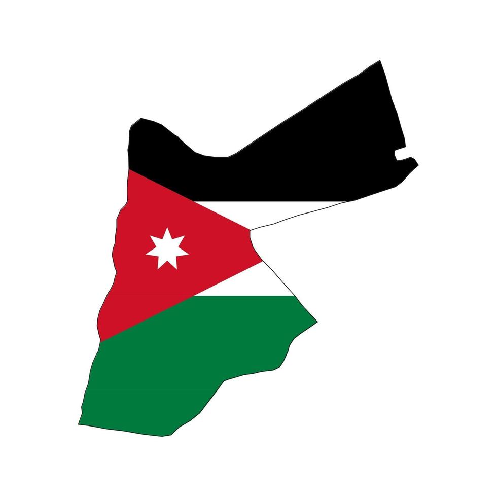 Silhouette de carte de la Jordanie avec le drapeau sur le fond blanc vecteur