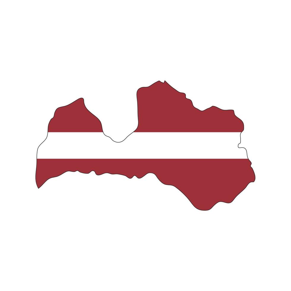 La Lettonie carte silhouette avec drapeau sur fond blanc vecteur