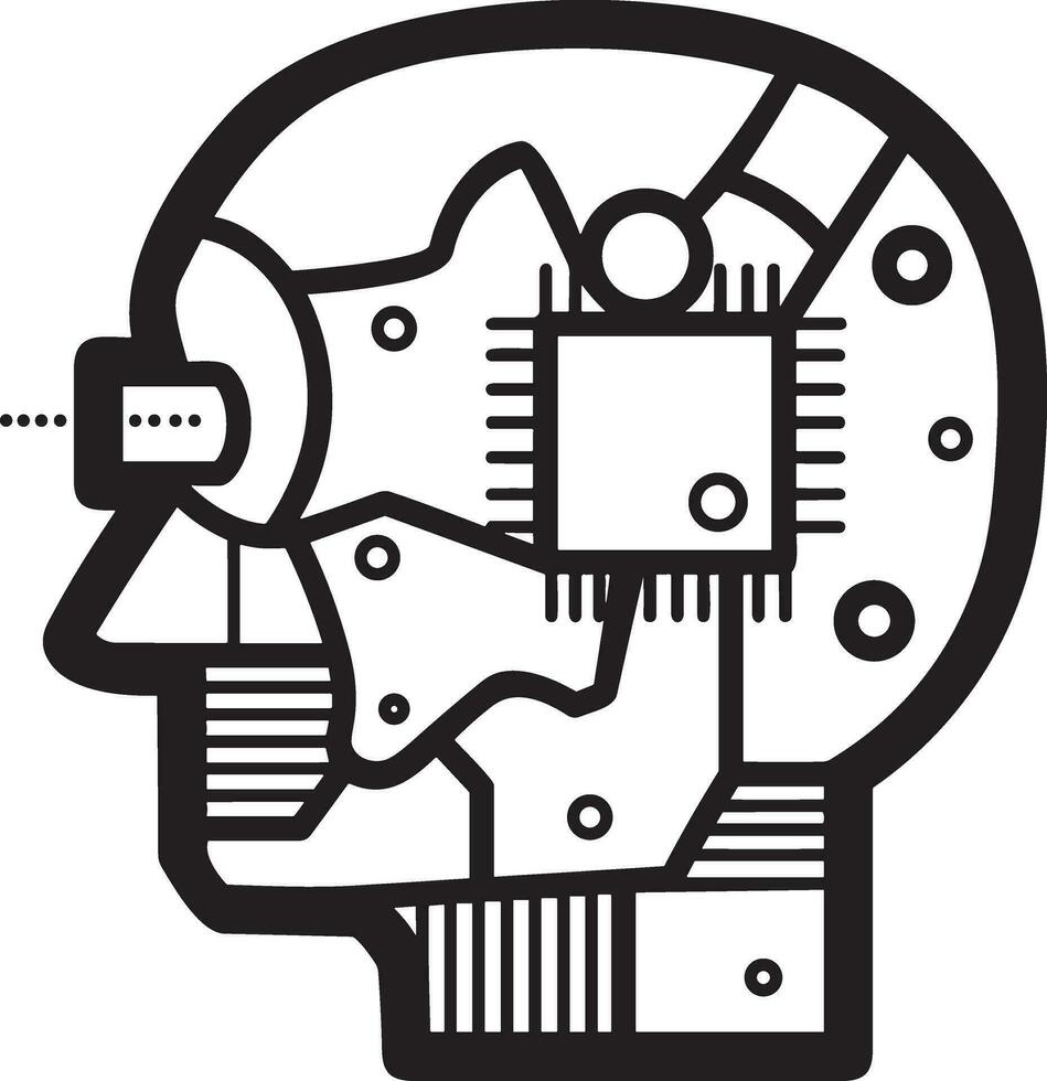 artificiel intelligence icône symbole vecteur image. illustration de le cerveau robot apprentissage Humain intelligent algorithme conception image.