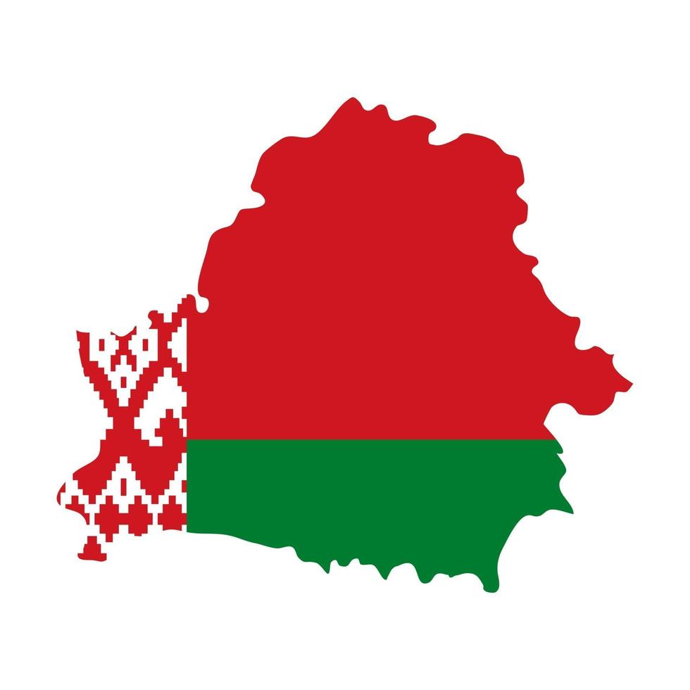 Carte de la Biélorussie silhouette avec drapeau sur fond blanc vecteur