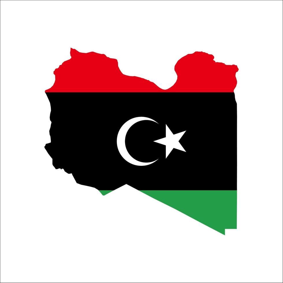 Carte de la Libye silhouette avec drapeau sur fond blanc vecteur