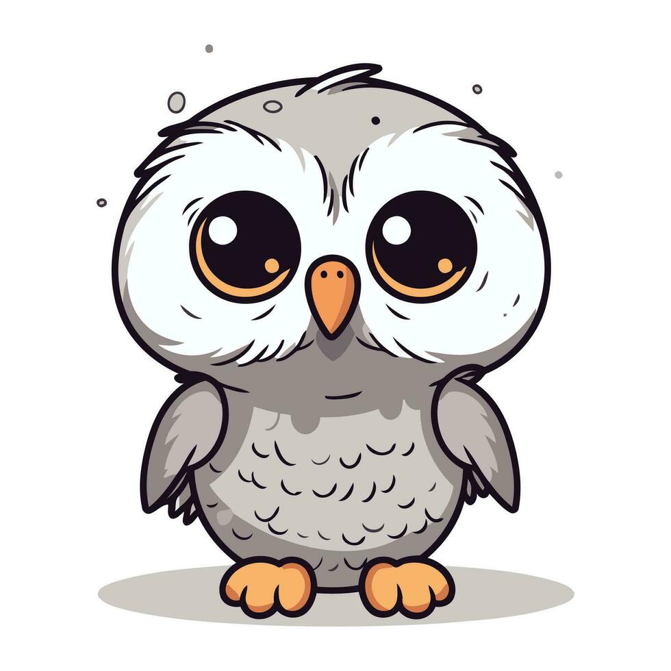 mignonne dessin animé hibou isolé sur une blanc Contexte. vecteur illustration.