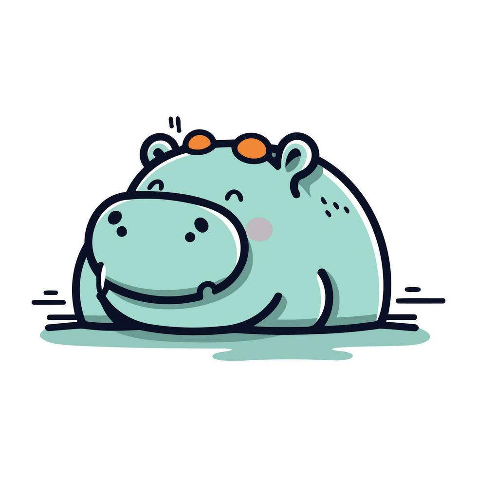 dessin animé hippopotame. vecteur illustration de une mignonne hippopotame.