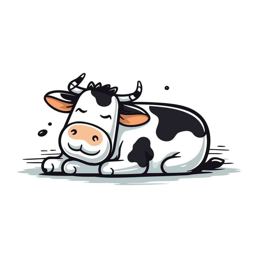 vecteur illustration de une mignonne dessin animé vache. isolé sur blanc Contexte.