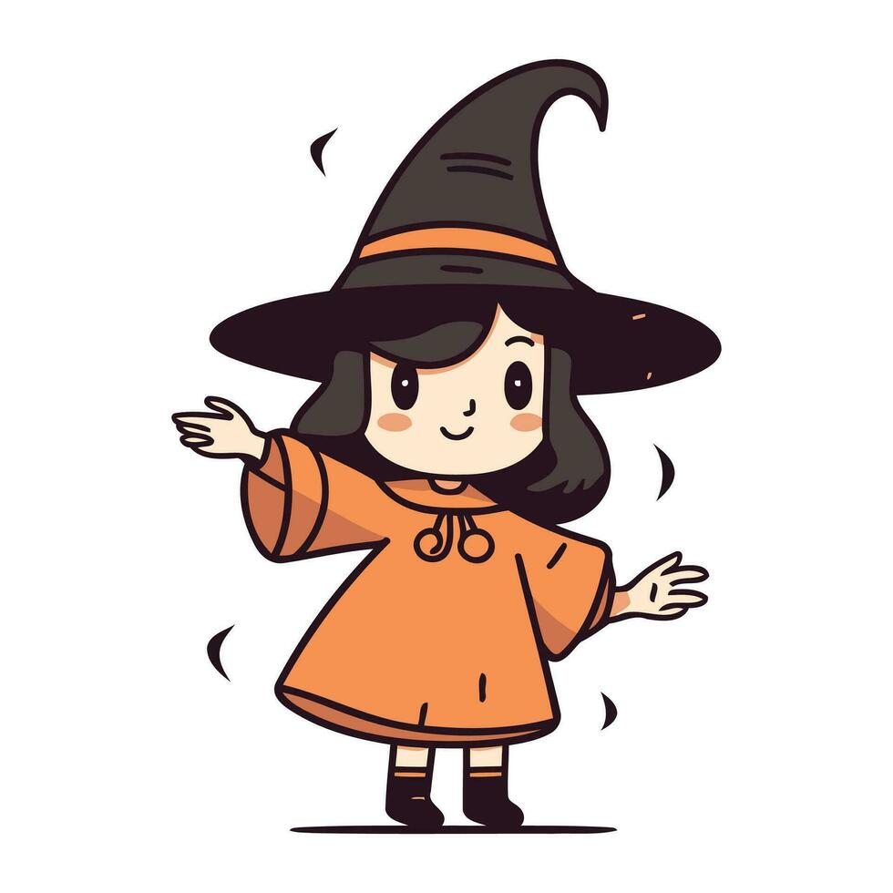 mignonne peu fille dans Halloween costume. vecteur illustration.