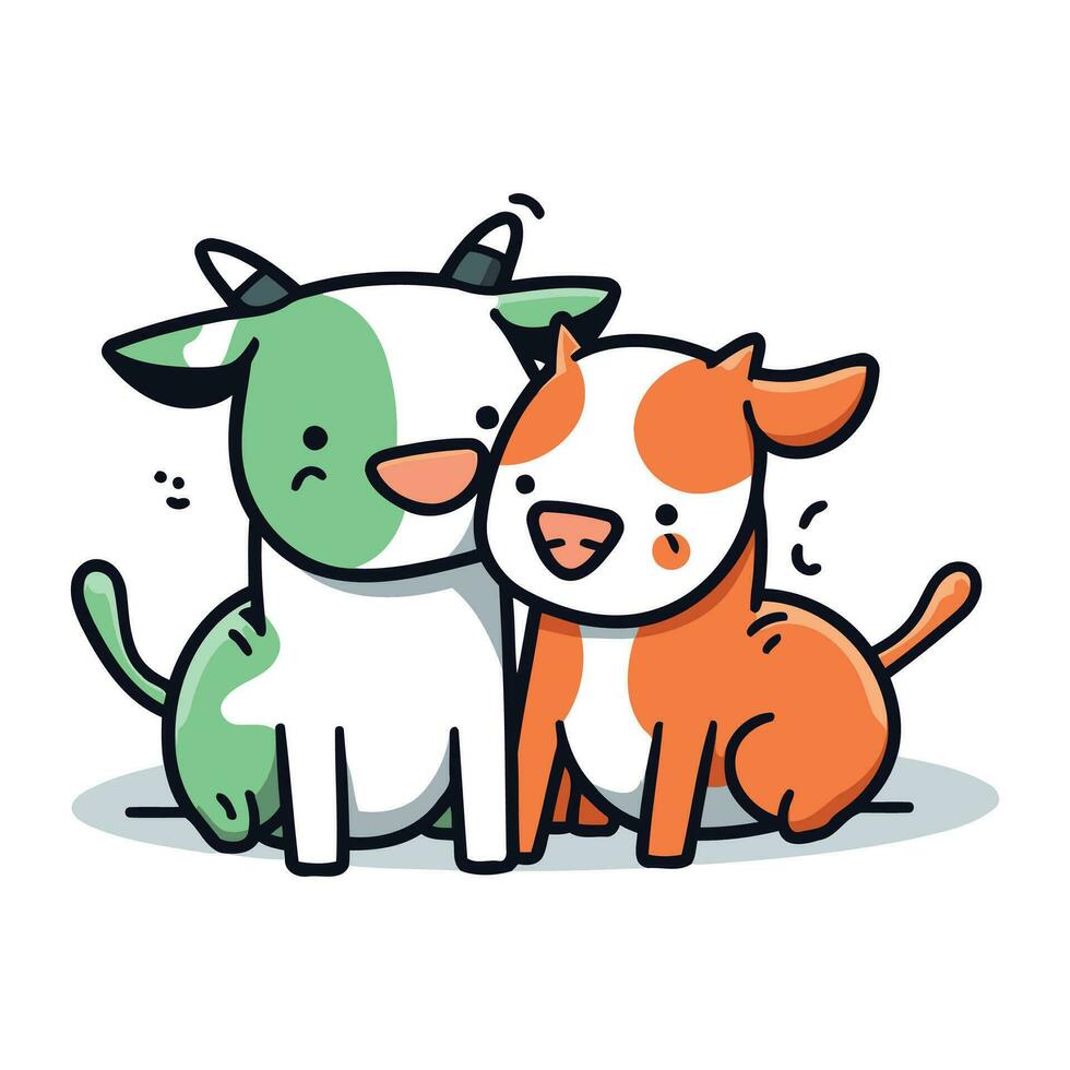 mignonne dessin animé chien et vache. vecteur illustration isolé sur blanc Contexte.