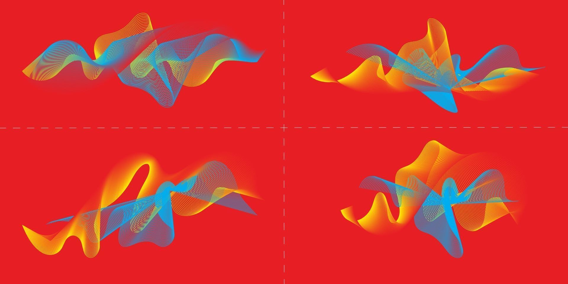 Éléments de conception de lignes ondulées colorées abstraites vecteur