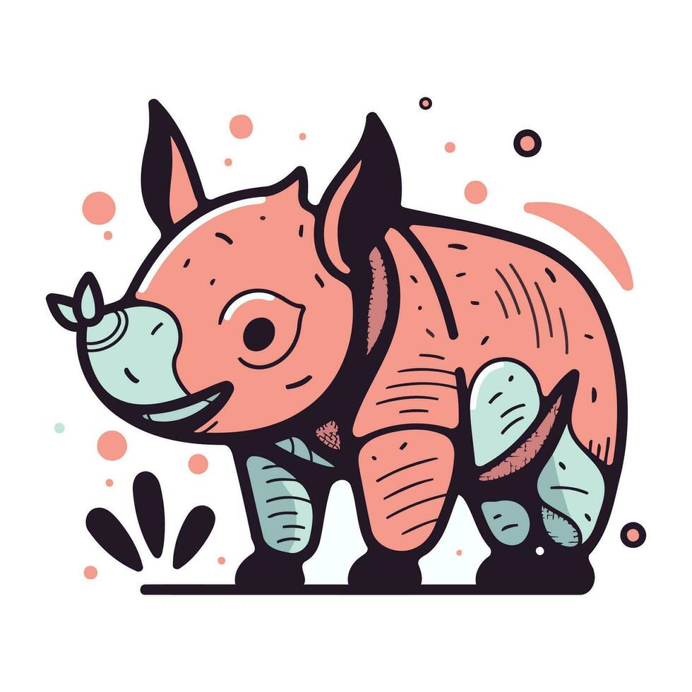 mignonne rhinocéros. vecteur illustration de une rhinocéros.