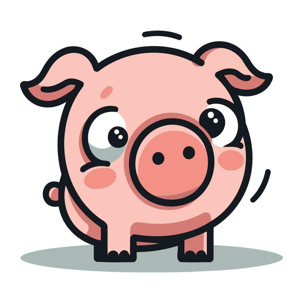 marrant porcin dessin animé personnage. vecteur illustration de une mignonne cochon.