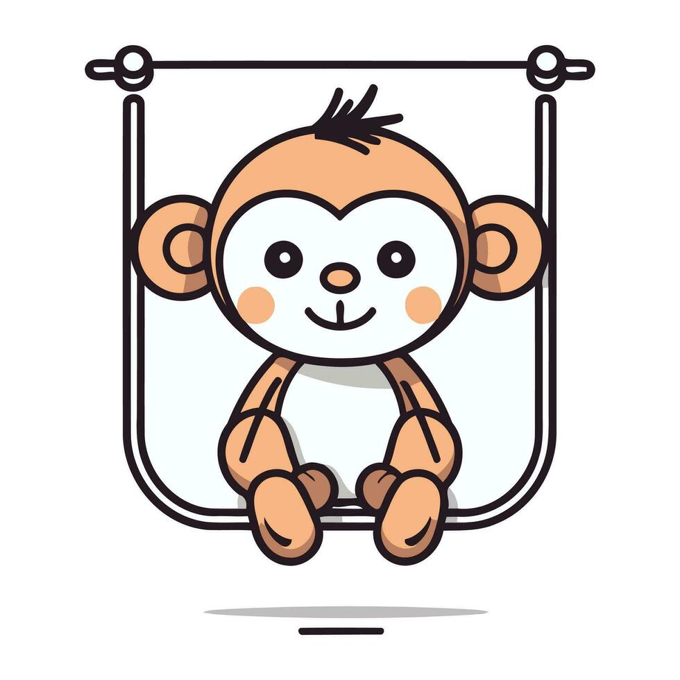 mignonne singe dessin animé personnage dans Cadre. plat conception vecteur illustration.