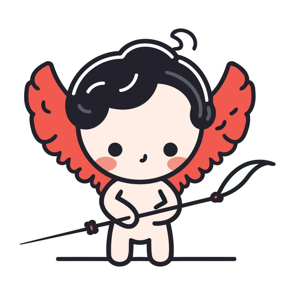 Cupidon avec arc et La Flèche. vecteur illustration dans dessin animé style.