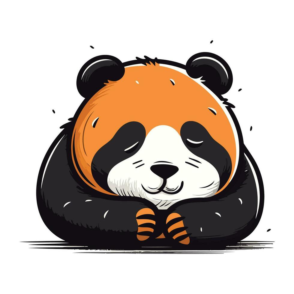 mignonne Panda en train de dormir isolé sur blanc Contexte. vecteur illustration.