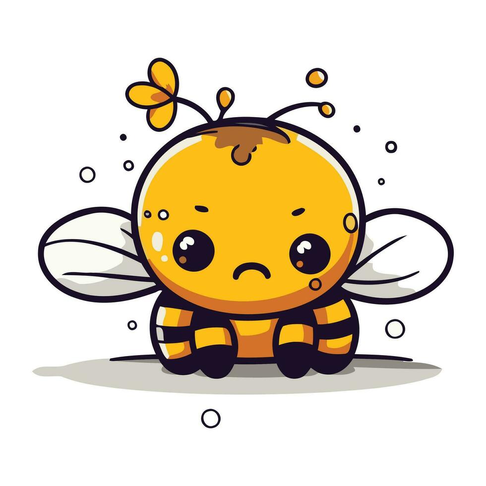 mignonne abeille dessin animé personnage vecteur illustration conception. mignonne abeille émoticône