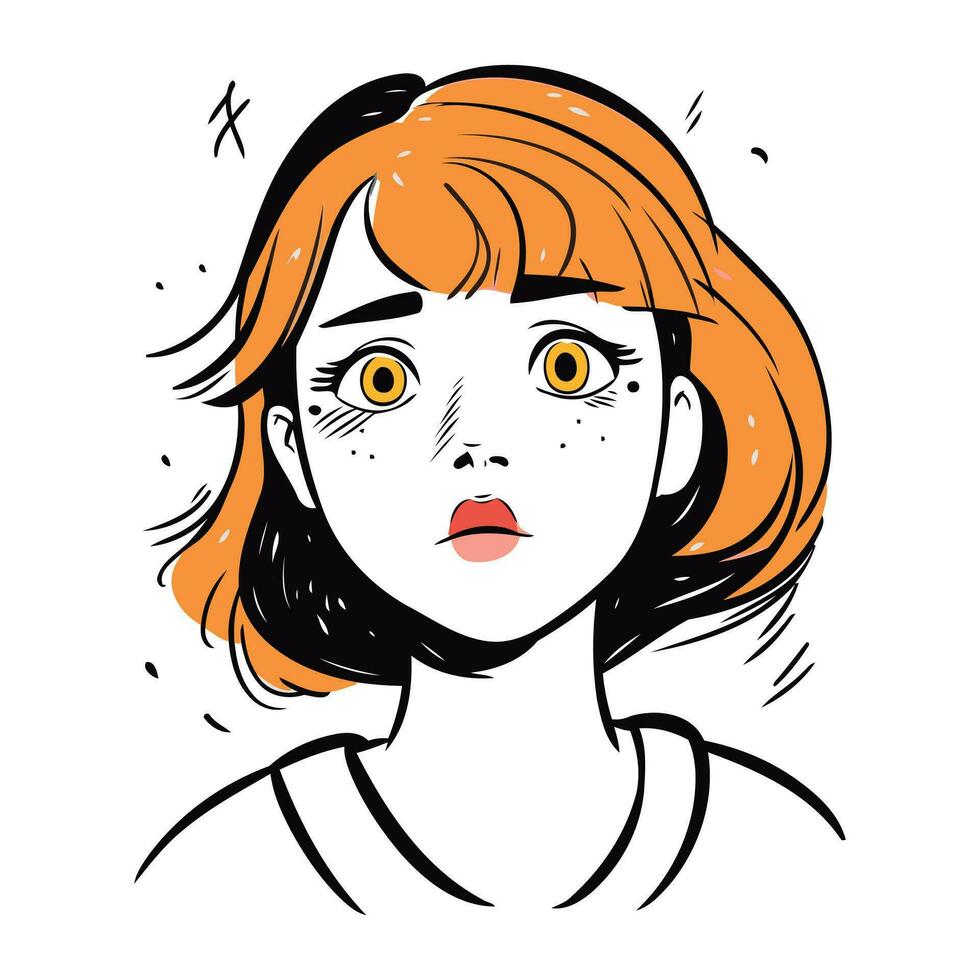 vecteur illustration de une femme avec rouge cheveux. faciale expressions.