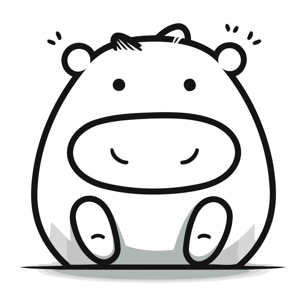 mignonne hippopotame dessin animé personnage sur une blanc Contexte. vecteur illustration