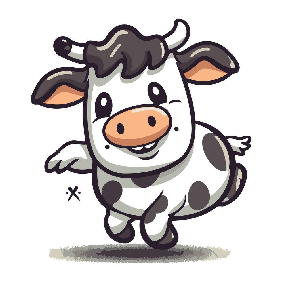 illustration de une mignonne dessin animé vache sur une blanc Contexte. vecteur