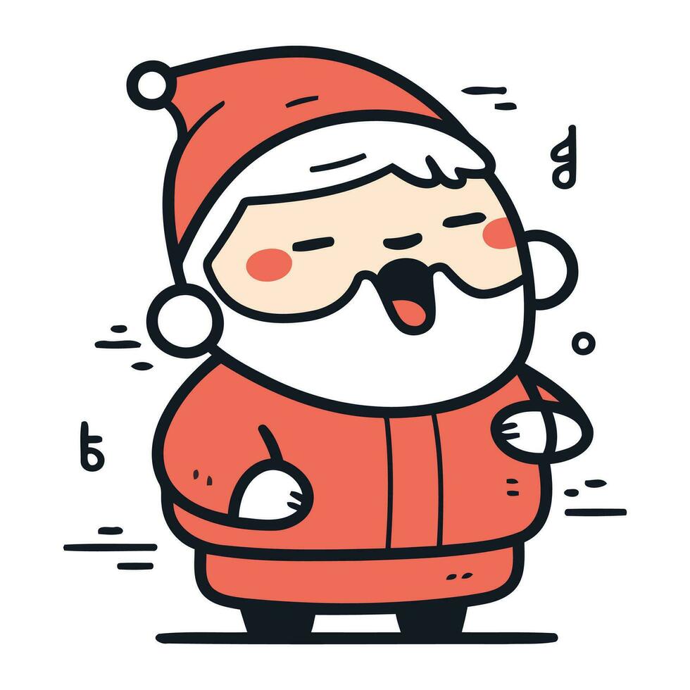 vecteur illustration de Père Noël claus dans rouge vêtements. ligne art style.