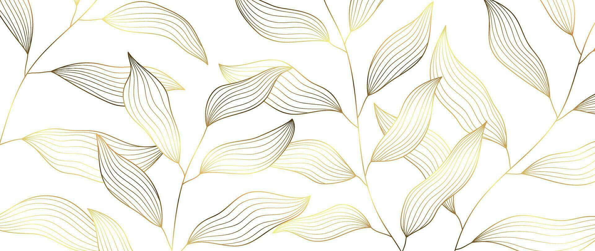 botanique feuille ligne art fond d'écran Contexte vecteur. luxe Naturel main tiré feuillage modèle conception dans minimaliste linéaire contour Facile style. conception pour tissu, imprimer, couverture, bannière, invitation. vecteur