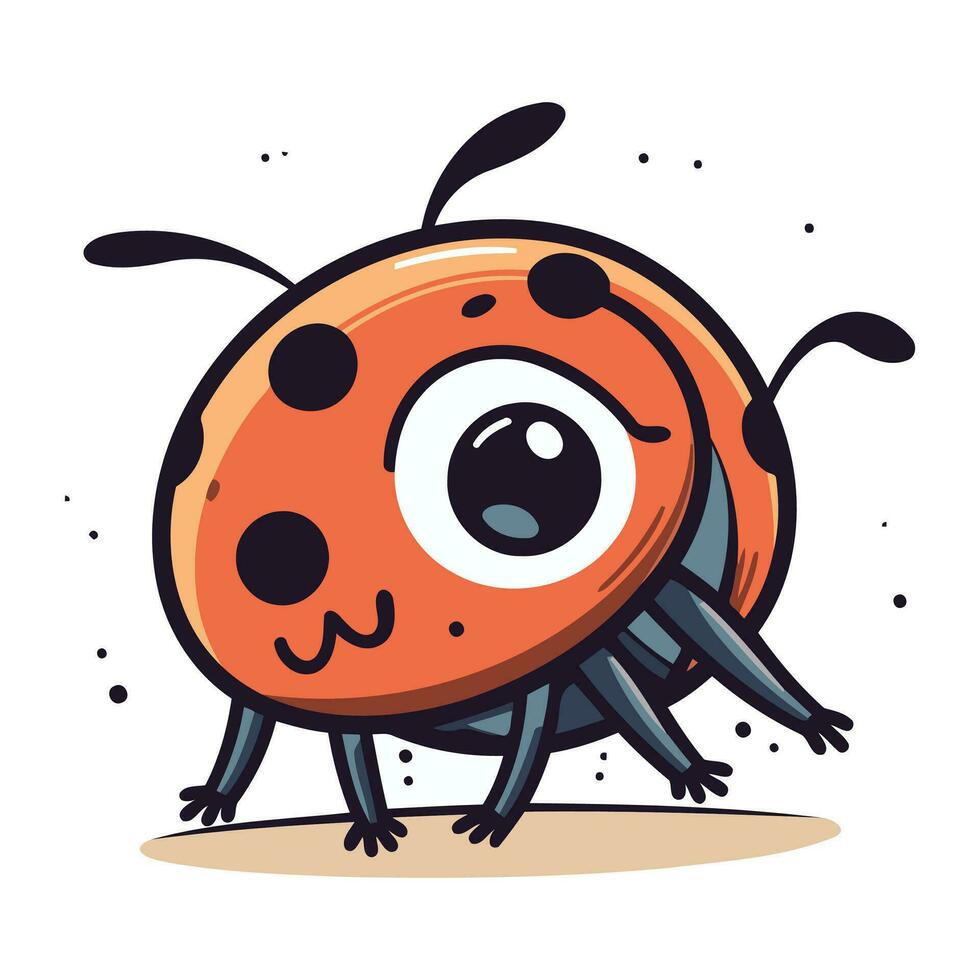 mignonne dessin animé coccinelle. vecteur illustration isolé sur blanc Contexte.