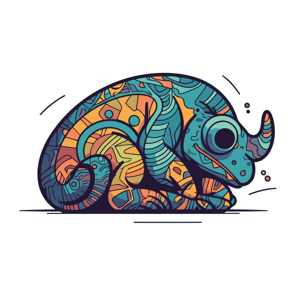 mignonne main tiré caméléon. coloré vecteur illustration.