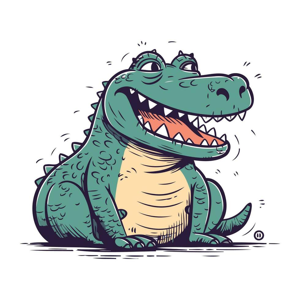 dessin animé crocodile. vecteur illustration de une marrant crocodile.