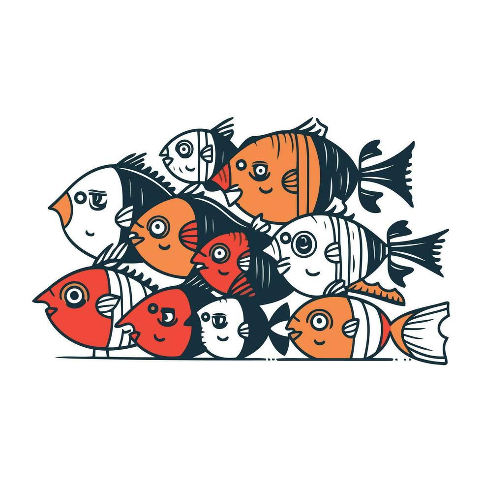 marrant dessin animé poisson famille. vecteur illustration isolé sur blanc Contexte.