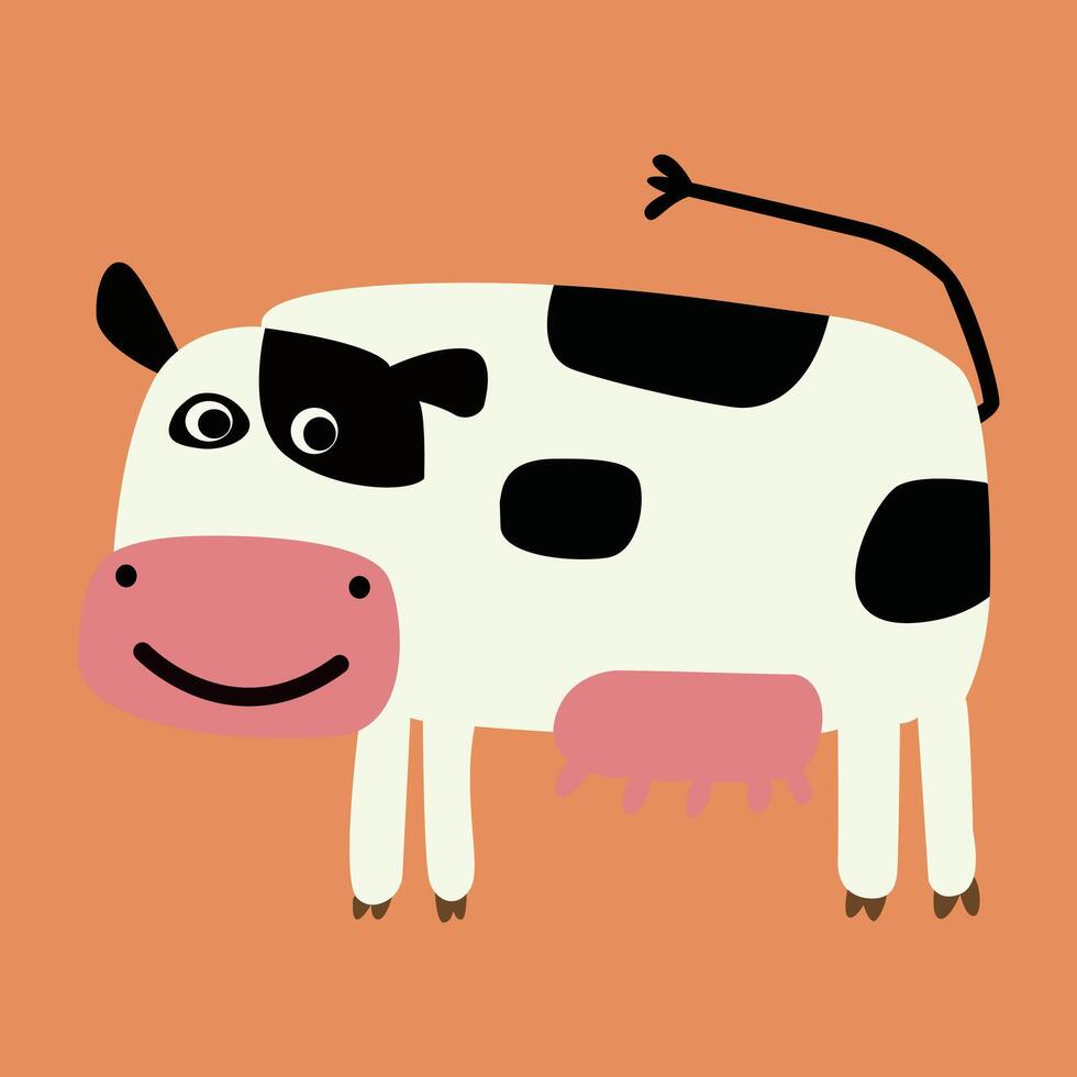 Créatif main tiré enfants dessin animé illustration de mignonne vache vecteur
