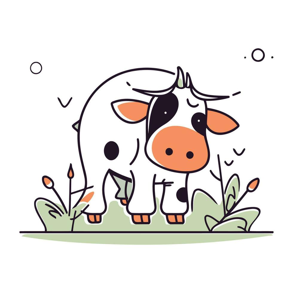 mignonne vache dans le prairie. vecteur illustration dans plat style