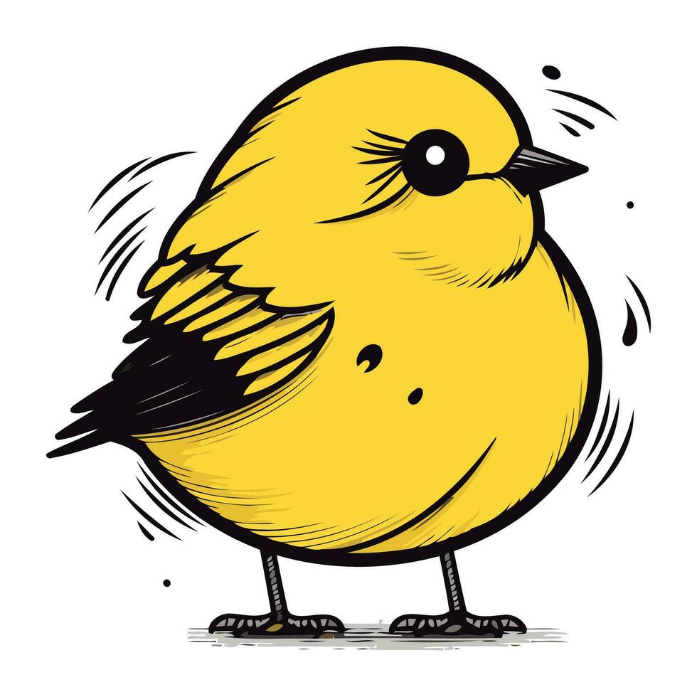 vecteur illustration de une mignonne peu Jaune oiseau isolé sur blanc Contexte.