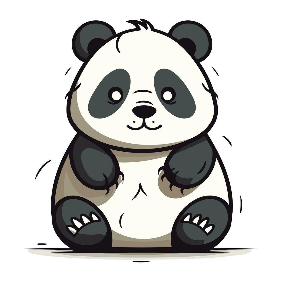 mignonne dessin animé Panda séance sur blanc Contexte. vecteur illustration.