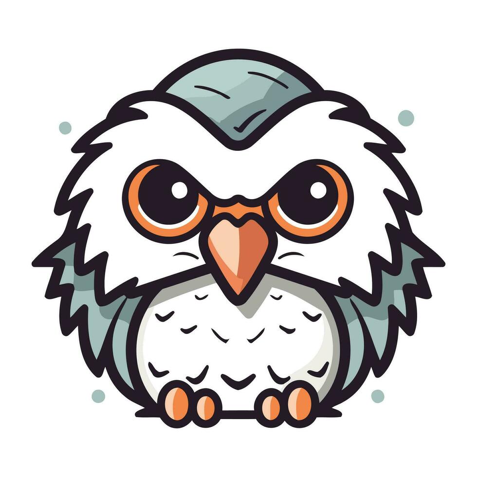 mignonne hibou avec gros yeux. vecteur illustration isolé sur blanc Contexte.